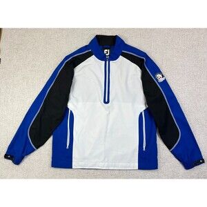 Footjoy 1/2 Zip Windbreaker Men's Medium White Blue Pullover Golf Jacket